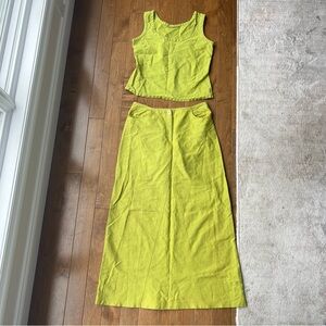 Virani Linen Lime Green Women's Skirt Set